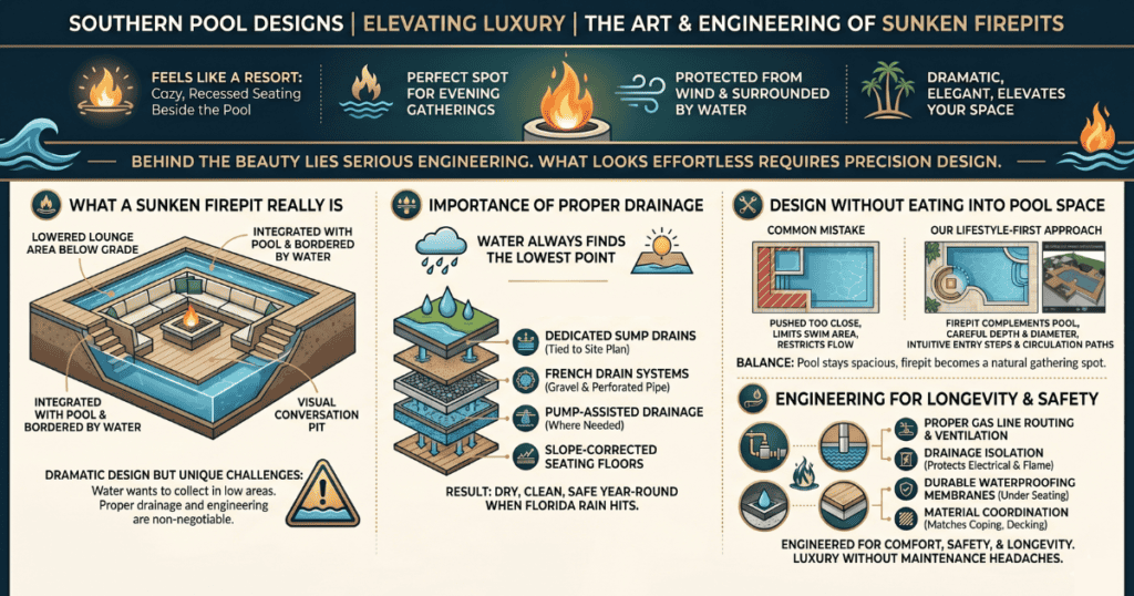 sunken-firepits - Southern Pool Designs | Custom-Designed, High-End Luxury Pool Builder in Central Florida sunken firepits
