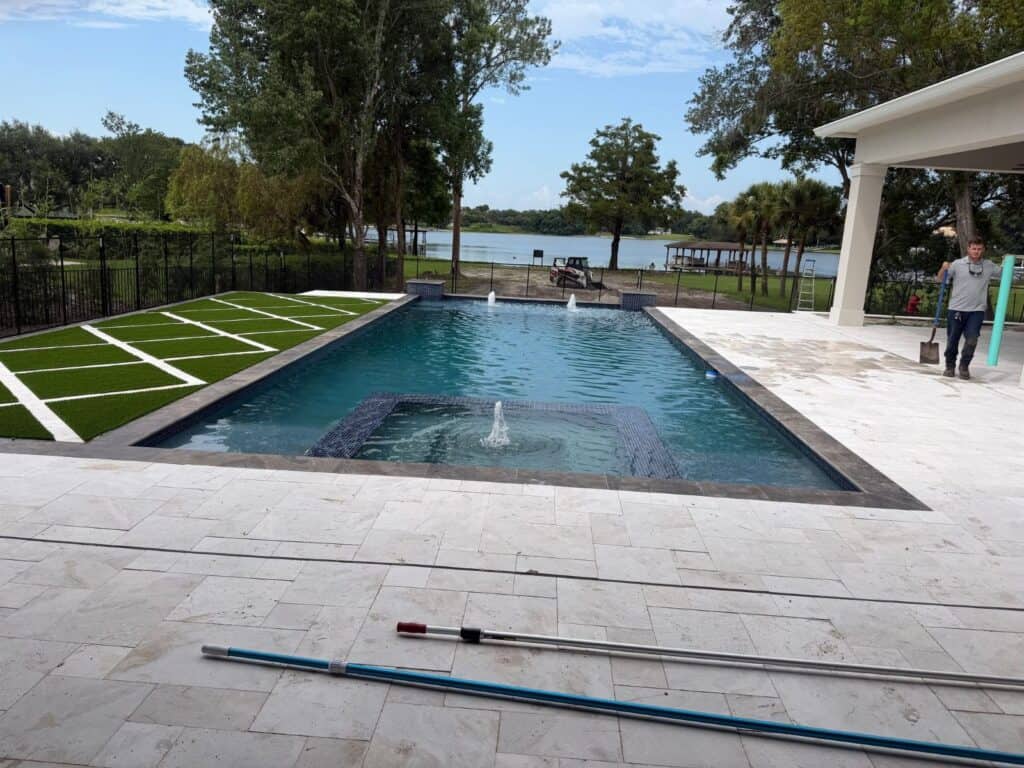 Lakefront luxury pool and spa designed for a new home in Lake Mary, Florida